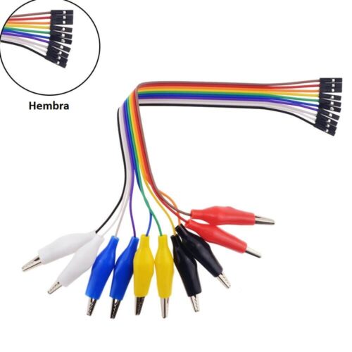 Conjunto 10 cabos jumper (dupont) Fêmea para Pinças crocodilo (20cm)