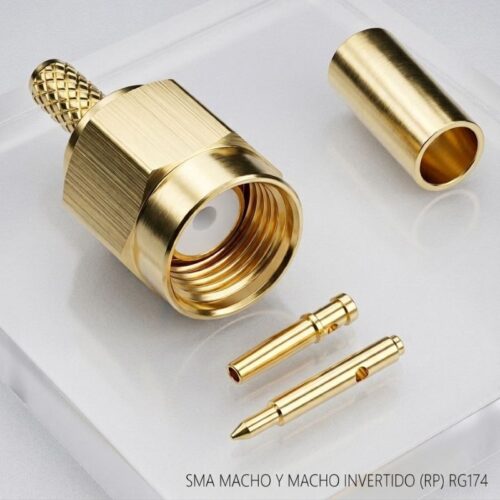 Ficha RP-SMA Macho e Macho invertido RG174 para cravar