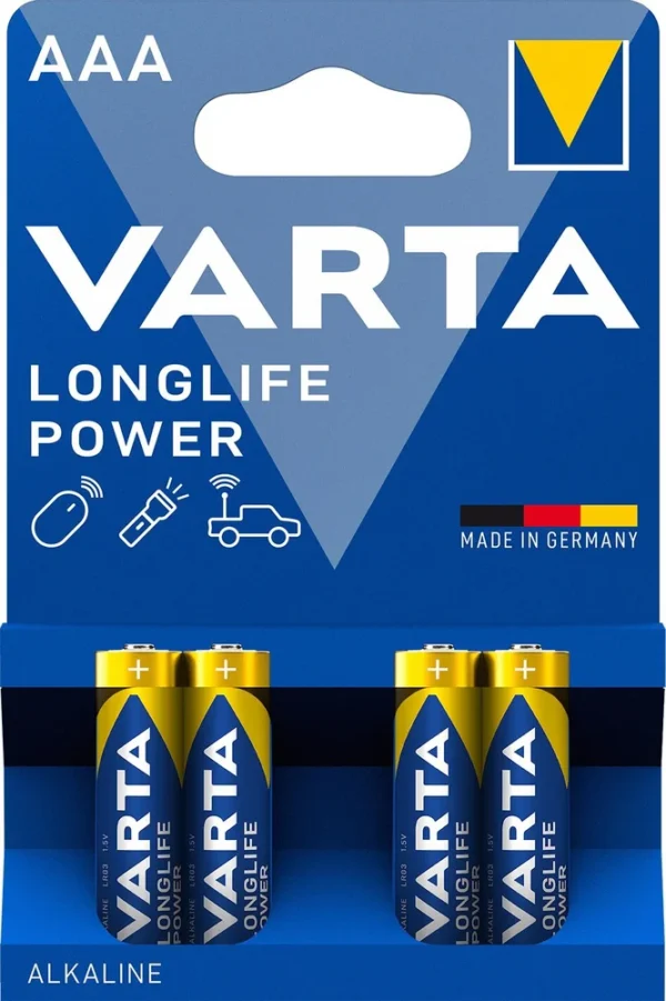 Blister 4 Pilhas Alcalinas Long Life AAA VARTA