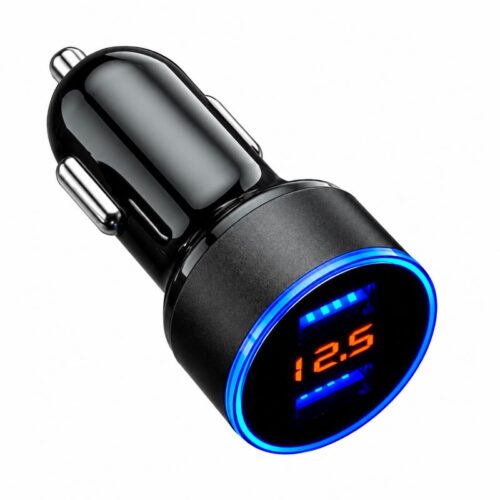 Carregador USB de isqueiro Duplo 3.1A c/ Medidor de bateria Automóvel