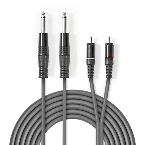 Cabo Jack 2x 6.3mm Macho - 2x RCA Macho 3 metros - Nedis