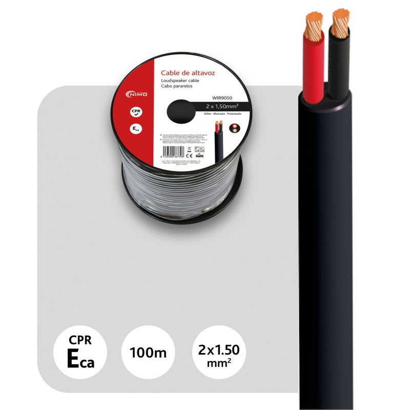 Bobine Cabo para Coluna Som Profissional CCA 2x 1.5mm - 100 metros