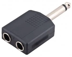 Adaptador Jack 6.3mm Macho Mono - 2x Jack 6.3mm Hembra