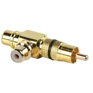 Adaptador / Splitter RCA 1 Macho - 2 Fêmea Dourado