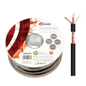 Bobina Cable Micrófono Estéreo (2 Conductores + Malla) 6mm - 100 metros