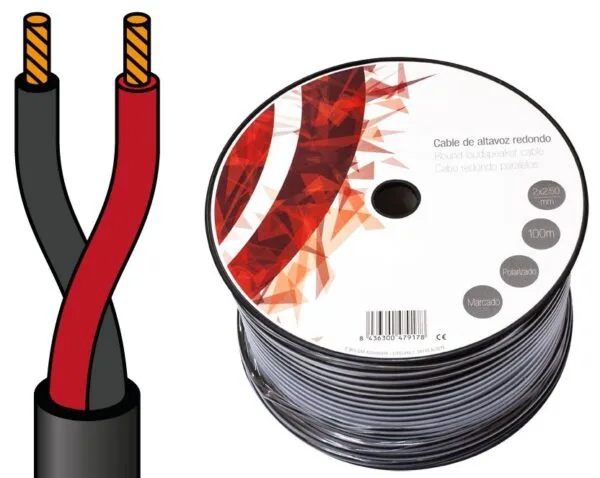 Bobine Cabo para Coluna Som Profissional CCA 2x 2.5mm - 100 metros