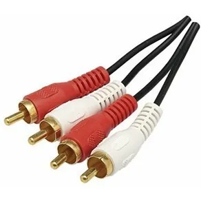 Cabo 2x RCA Macho / Macho c/ fichas Douradas - 5 metros