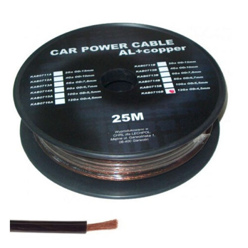 Cabo de Alimentação p/ Amplificadores Auto Preto 4.5 mm - metro