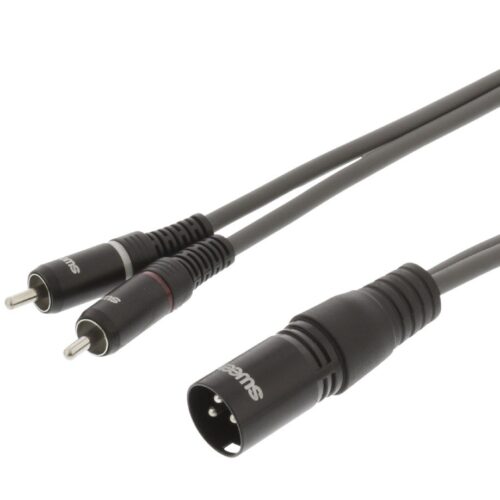 Cabo Stereo XLR Macho de 3 pinos / 2x RCA macho - 3 metros