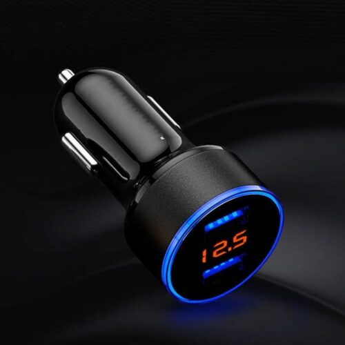 Carregador USB de isqueiro Duplo 3.1A c/ Medidor de bateria Automóvel