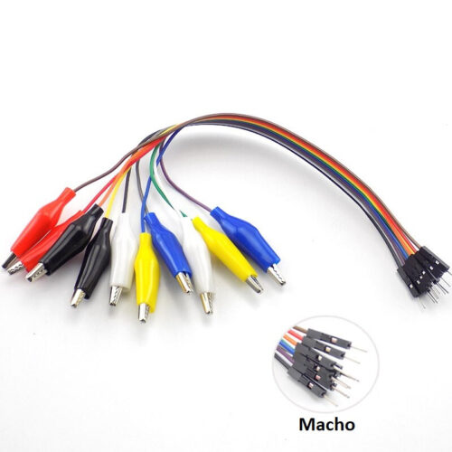 Conjunto 10 cabos dupont macho para pinças crocodilo (20cm)