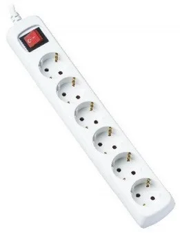 Extensão branca 6 tomadas c/ interruptor (1.5 mts)