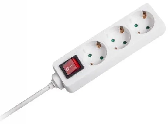 Extensão branca 3 tomadas c/ interruptor (5 mts)