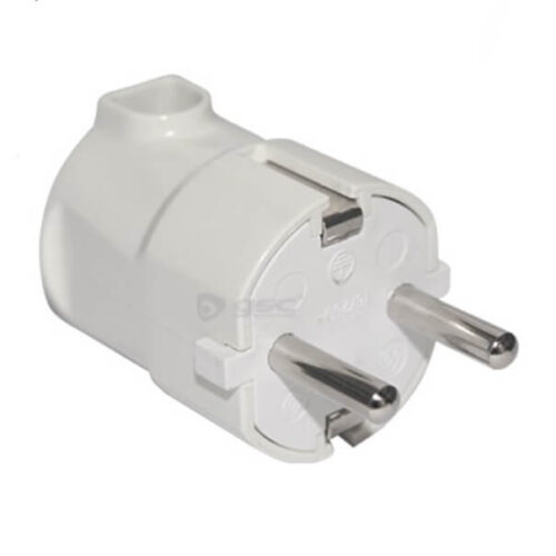 Ficha Macho T/ Shucko ABS Lateral 16A 250V (Branco)