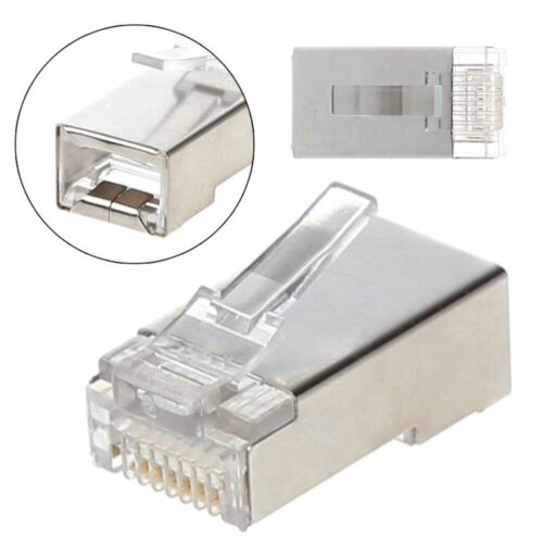 Ficha Rede RJ45 CAT5 Blindada (Cabo Redondo)
