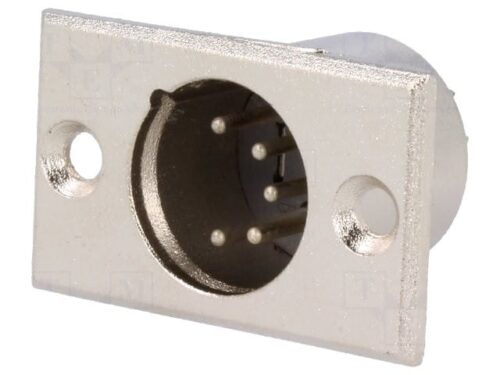 Ficha XLR 5 Pinos Macho Metálica de Painel