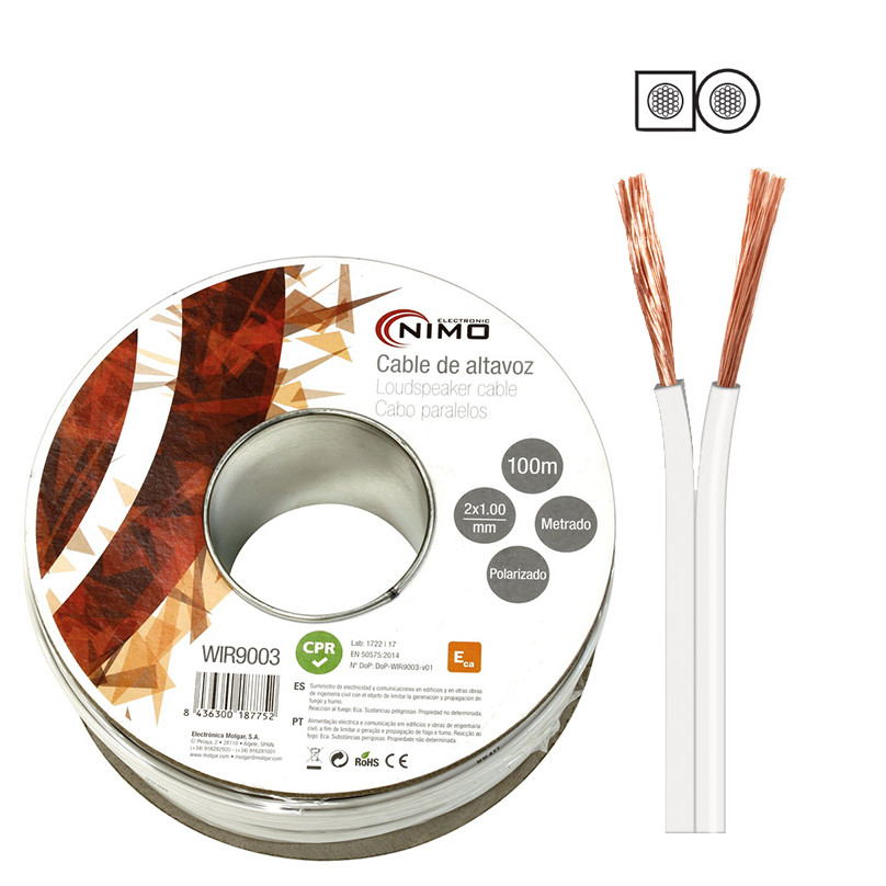 Cable para altavoz 2x 2.5 mm2 10 M Blanco