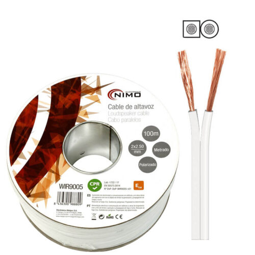 Fio Coluna CCA Branco 2x 2.5mm - Rolo 100 mts