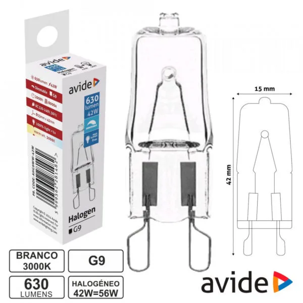 Lâmpada Halogénio 230V G9 42W