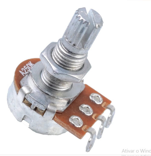 Potenciómetro para Guitarra 250K Ohm Logarítmico (Rosca Alta)