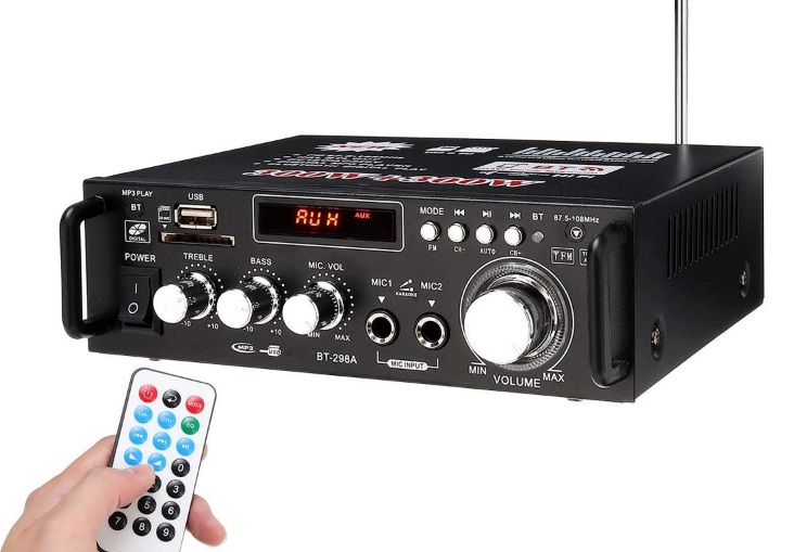 Pack Bocinas - Amplificador PA 2x50W 8-16 OHM 220V/12V USB/BT/FM + 2  Bocinas+ Micrófono - TECNIS - Audio y Electrónica