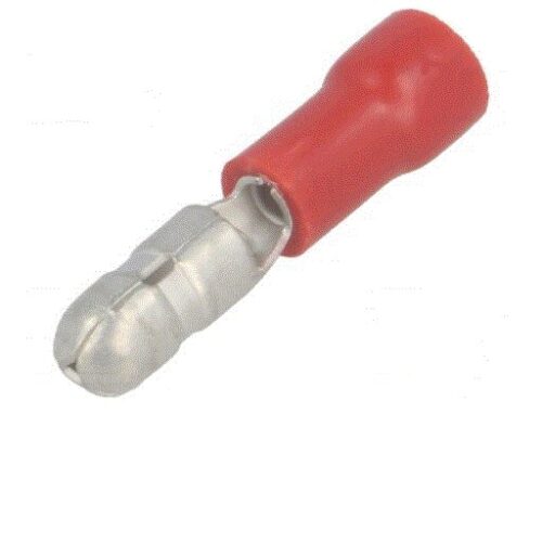 Terminal Redondo 4mm Macho Vermelho 0.5-1.5mm2