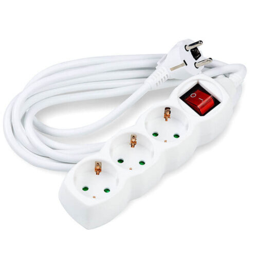 Extensão branca 3 tomadas c/ interruptor (1.5 mts)