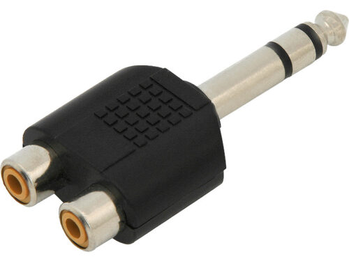 Adaptador Ficha Jack 6.3mm Macho Stereo / 2x RCA Fêmea