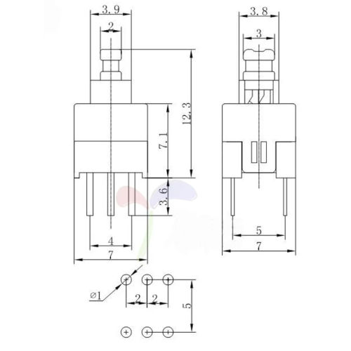 Mini interruptor ON/OFF 6 pinos para C.I. - Image 2