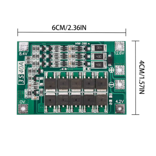 Placa de proteção de carregamento de até 4 Pilhas 18650 - 16.8V 40A