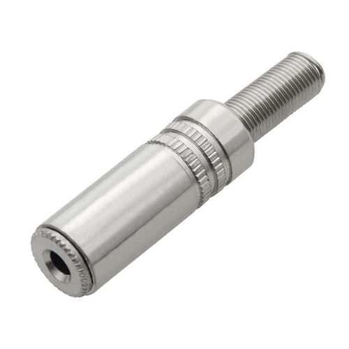 Ficha Jack 3.5mm Fêmea Stereo Metálica p/ cabo