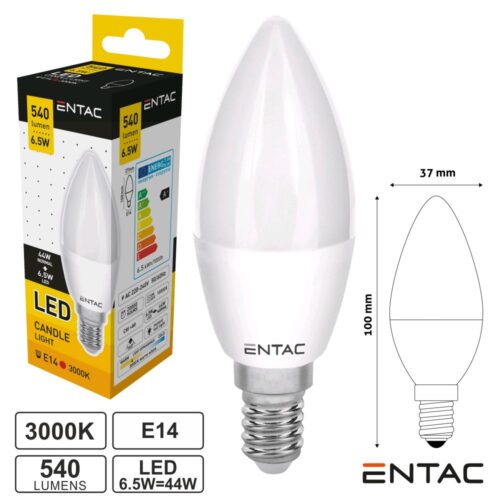 Lâmpada LED E14 Vela 6.5W 230V 3000K 540lm