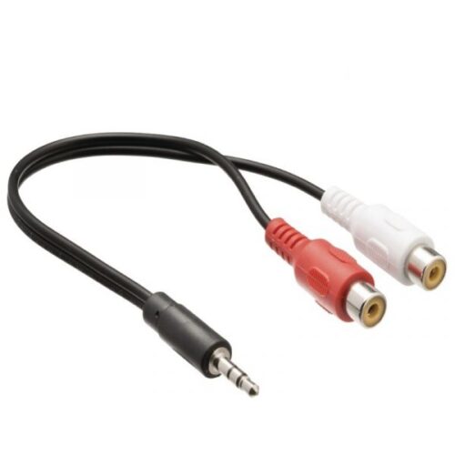 Cabo Áudio Jack 3.5mm Macho - 2x RCA Fêmea 0.20m Preto