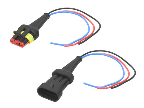 Conjunto Cabos 3 pinos Macho / Fêmea IP67 p/ Automóvel