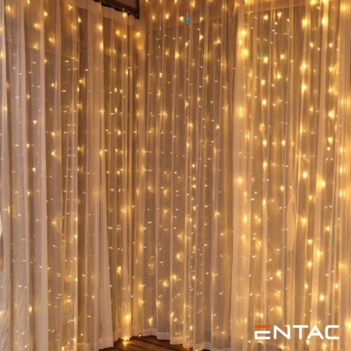 Cortina LED Natal Luz Quente 150 LED 1.5 x 1.5 metros - ENTAC