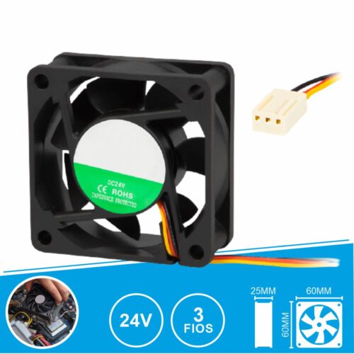Ventilador 24V 60X60X25mm 3 Fios