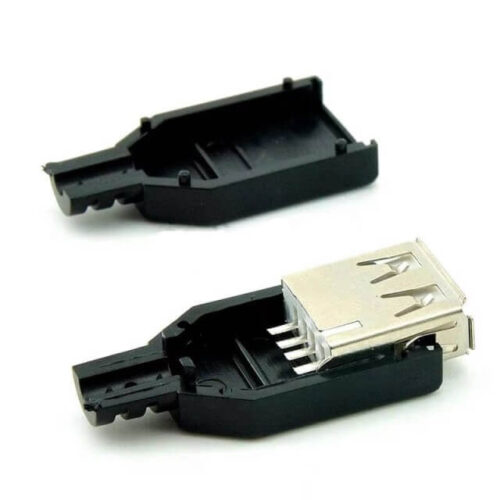 Ficha USB A Fêmea 2.0 4 pinos p/ Soldar
