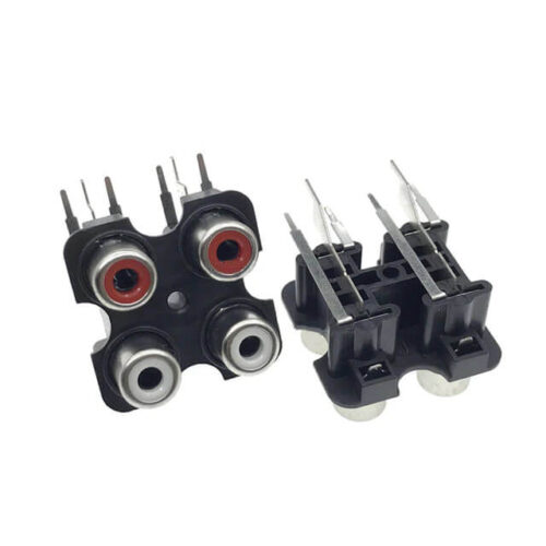 Conector RCA 2X Stereo p/ Circuito Impresso Vertical