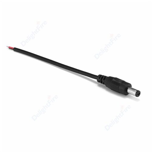 Ficha DC Macho 5.5 x 2.1 mm c/ cabo Preto