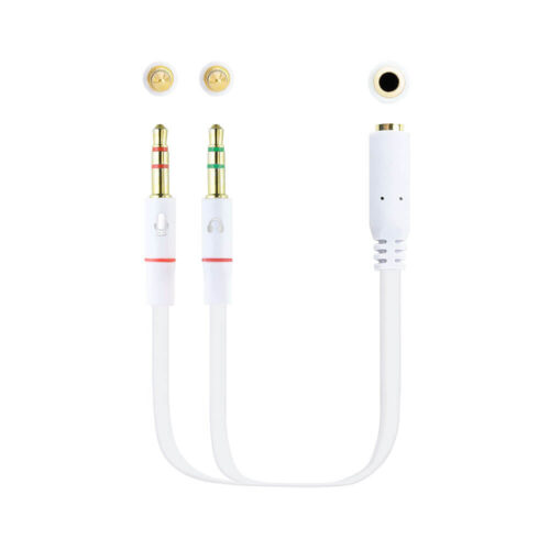 Cabo Adaptador Audio Jack 3.5mm fêmea 4 Pinos p/ 2 Jack 3.5mm (auscultadores + microfone) 20cm - Nanocable