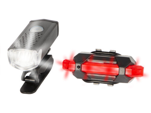 Lâmpada de bicicleta frontal + conjunto traseiro