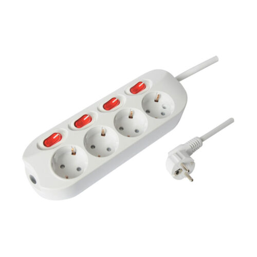 Extensão 4 Tomadas Profissional c/ Interruptor p/ cada Tomada (cabo de 1.5mm2 16A - 1.5 metros)