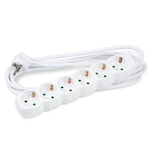 Extensão branca 6 tomadas (5 mts)
