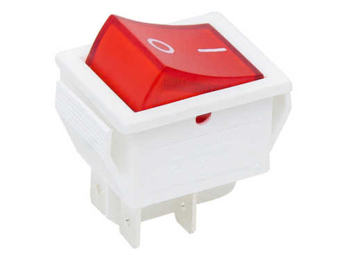 Interruptor Luminoso ON / OFF Branco - Vermelho Duplo