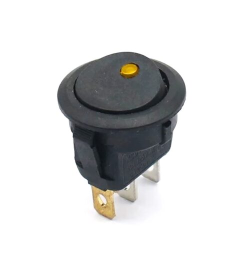 Interruptor Redondo 12V c/ Led On-Off - Amarelo