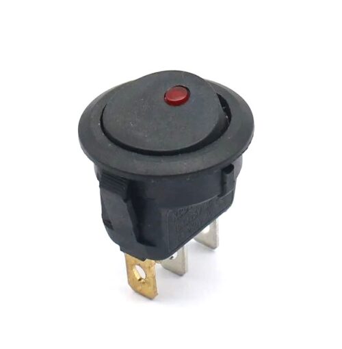 Interruptor Redondo 12V c/ Led On-Off - Vermelho