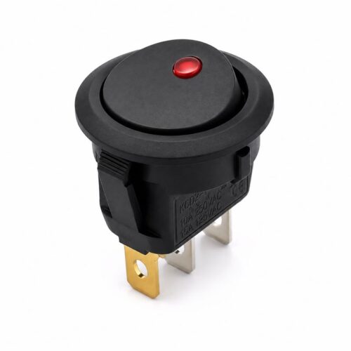 Interruptor Redondo 12V c/ Led On-Off - Vermelho