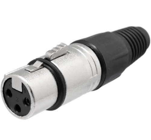 Ficha XLR Fêmea Metálica 3 Pinos