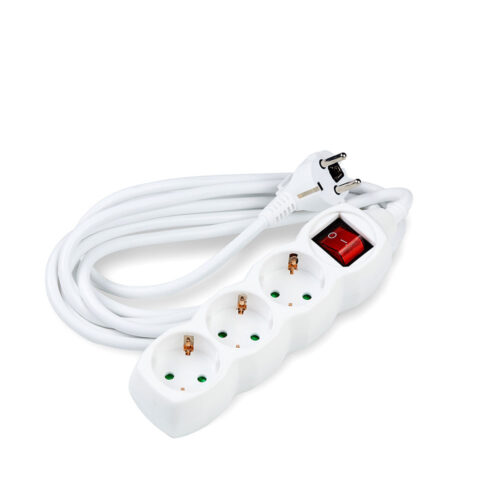 Extensão branca 3 tomadas c/ interruptor (3 mts)