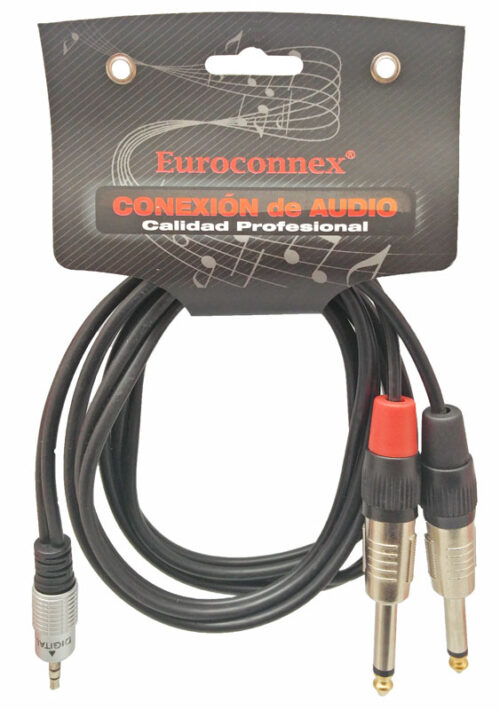 Cabo Jack Stereo 3.5mm Macho - 2x Jack 6.3mm Macho Mono 1.5m - EUROCONNEX